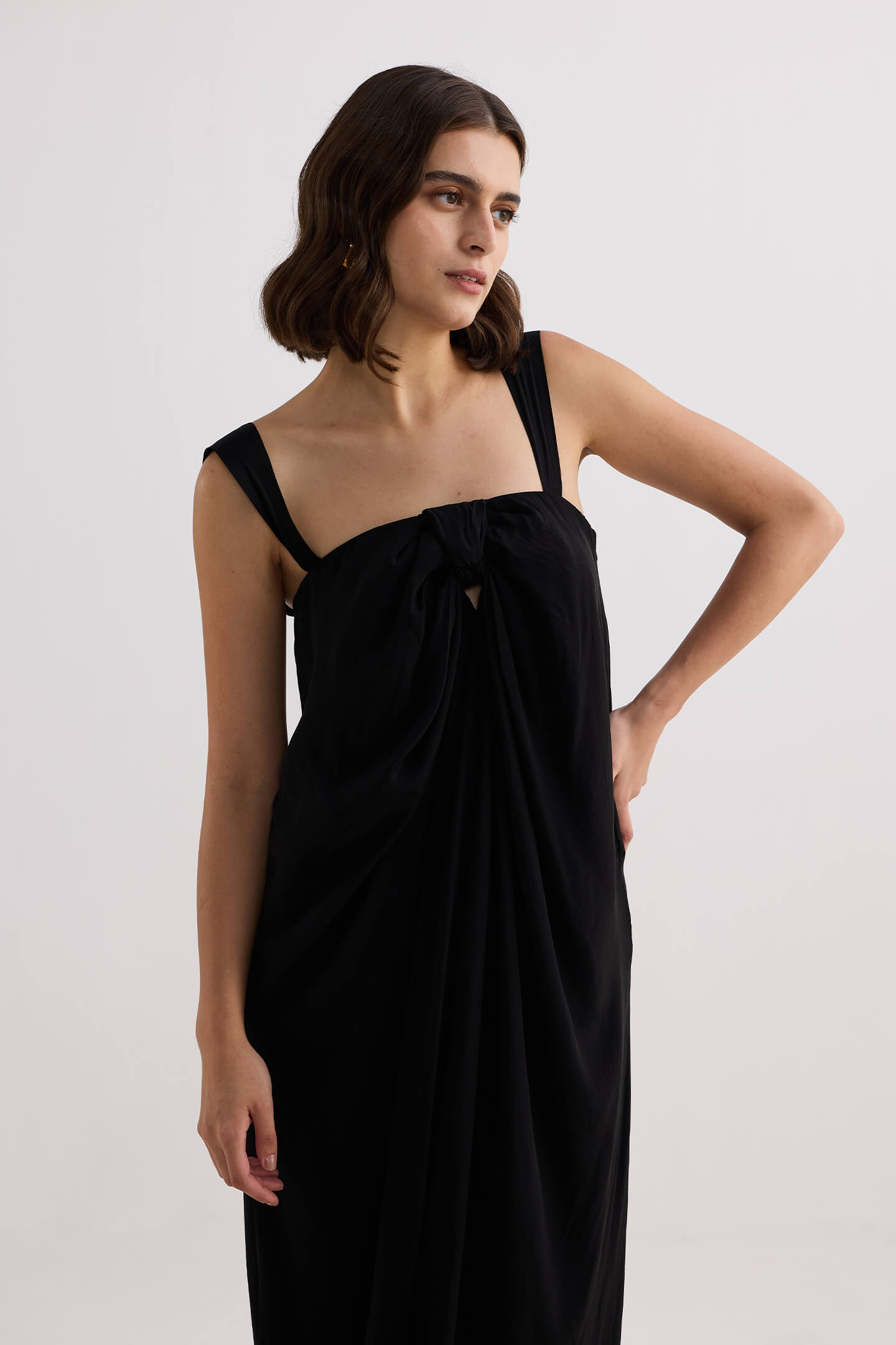 Twilight Twist Strappy Maxi Dress in Black Longshot