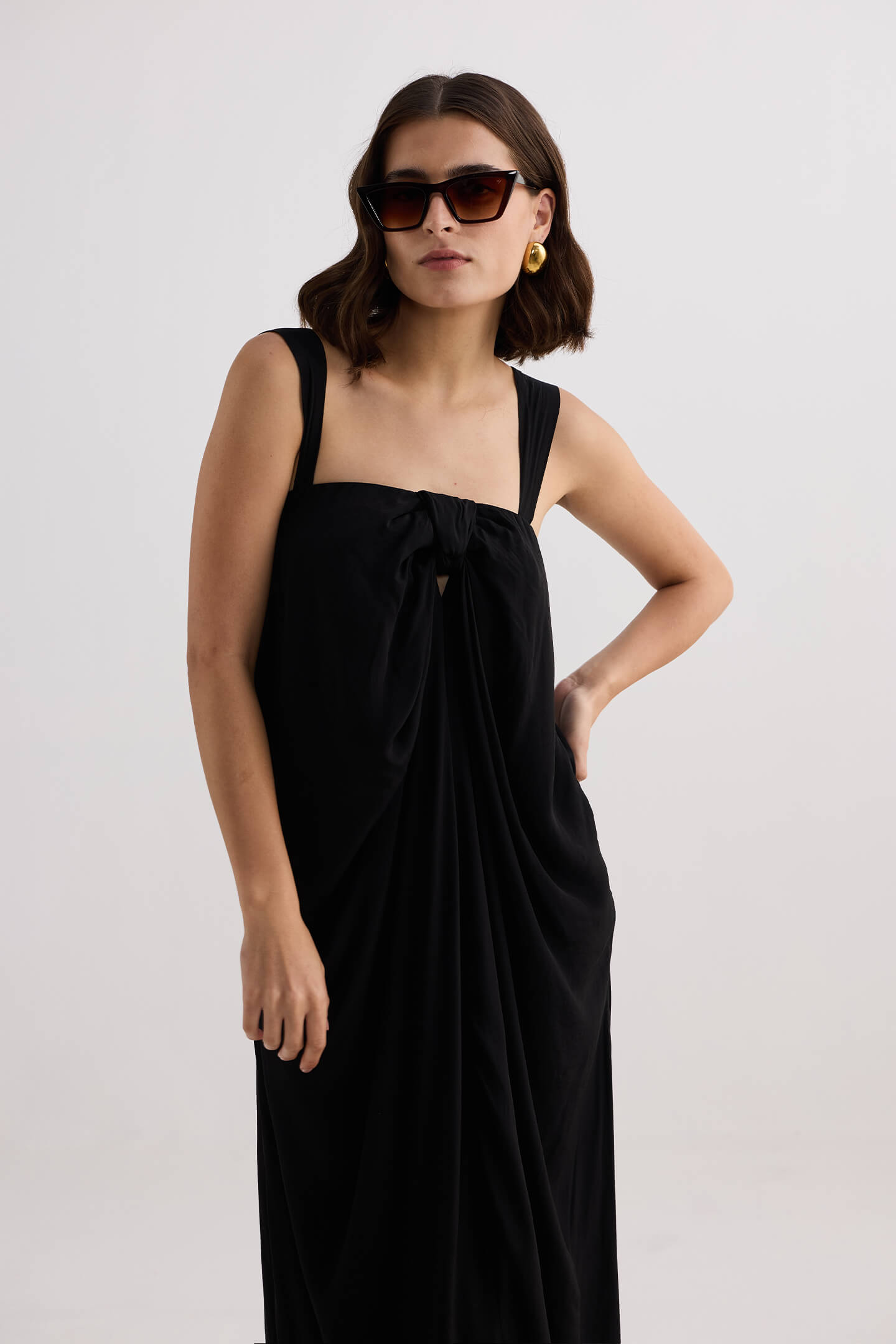 Twilight Twist Strappy Maxi Dress in Black Longshot