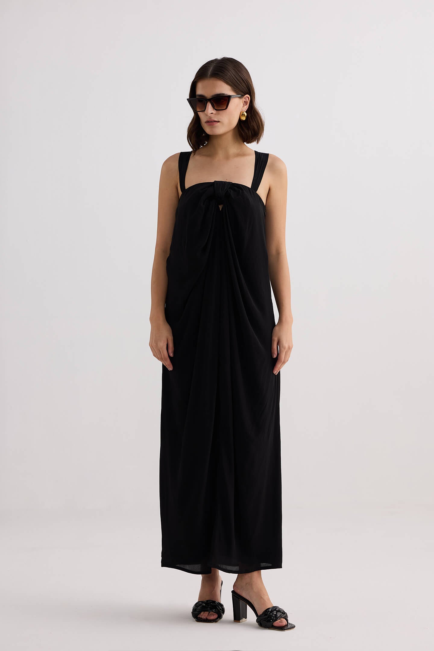 Twilight Twist Strappy Maxi Dress in Black Longshot