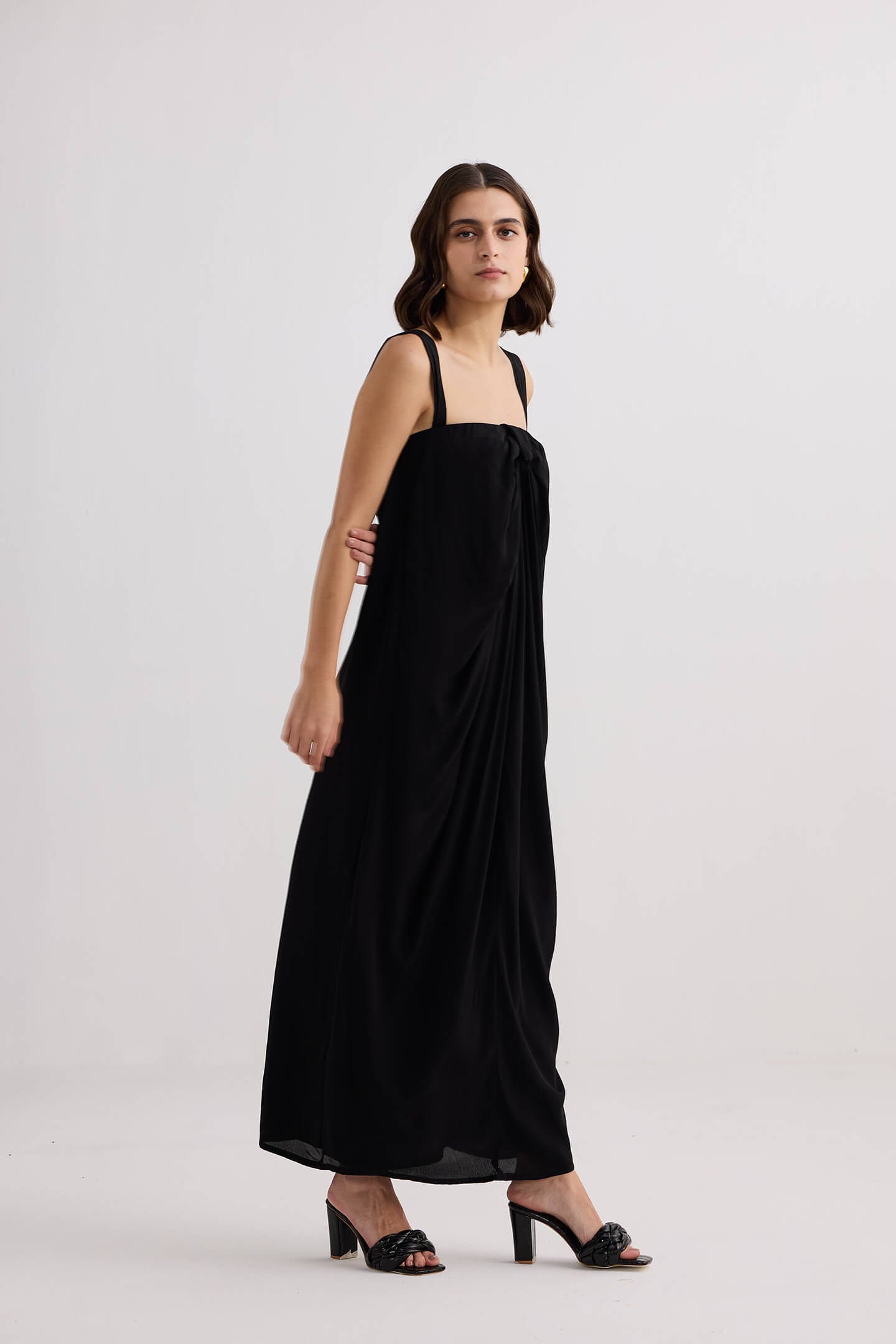 Twilight Twist Strappy Maxi Dress in Black Longshot