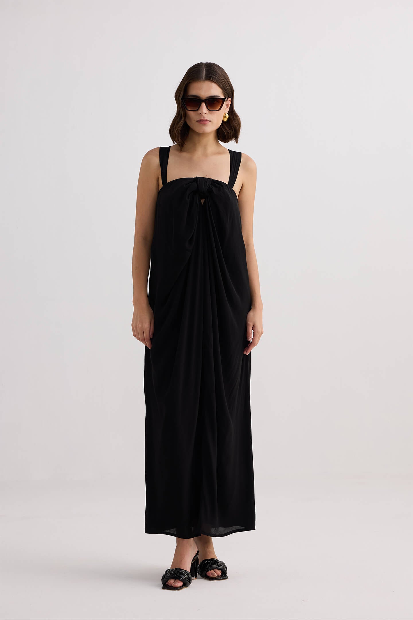Twilight Twist Strappy Maxi Dress in Black Longshot