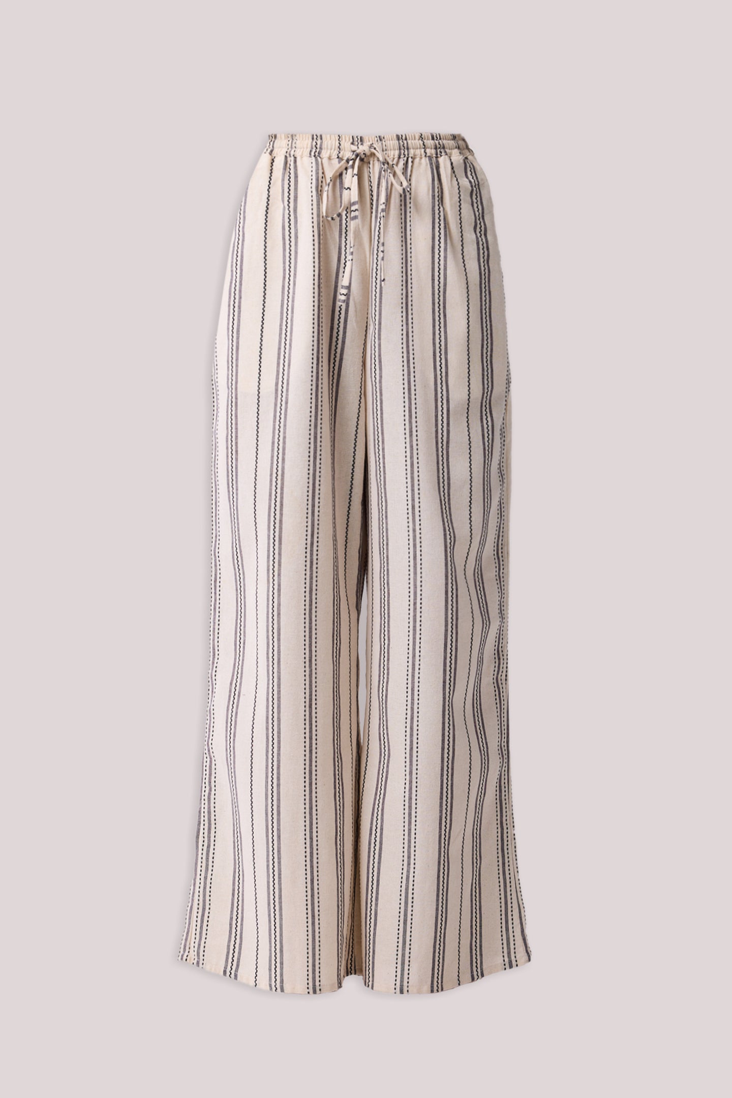 Wide-leg Drawstring Pants in Stripes