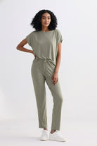 Eco-friendly light olive wide leg pants