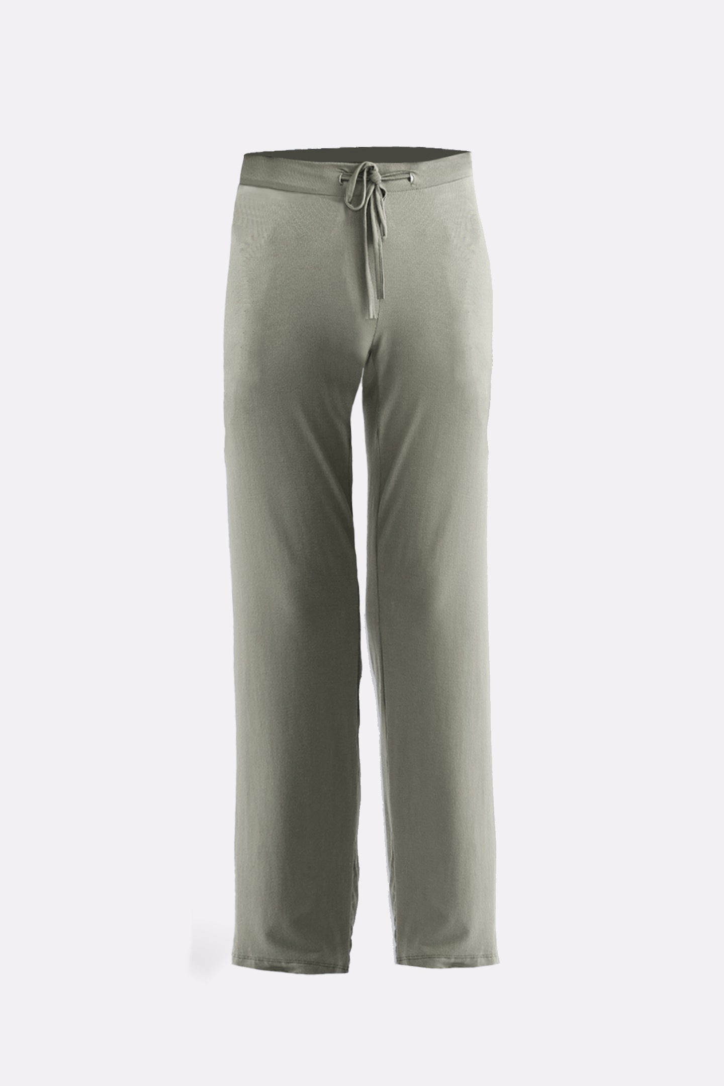 Wide leg pant in light olive shown with a simple relaxed finish