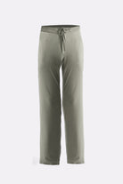 Wide leg pant in light olive shown with a simple relaxed finish