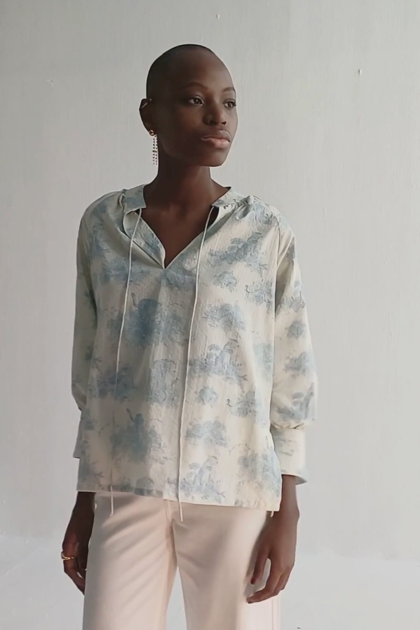 Relaxed-fit Shirt with Drawstring in Animal Print