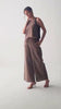 Matching Set with Wide-leg Pants and Colorblock Top in Brown