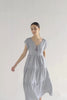 Maxi Tired Dress with Front-ties in Linen Stripes
