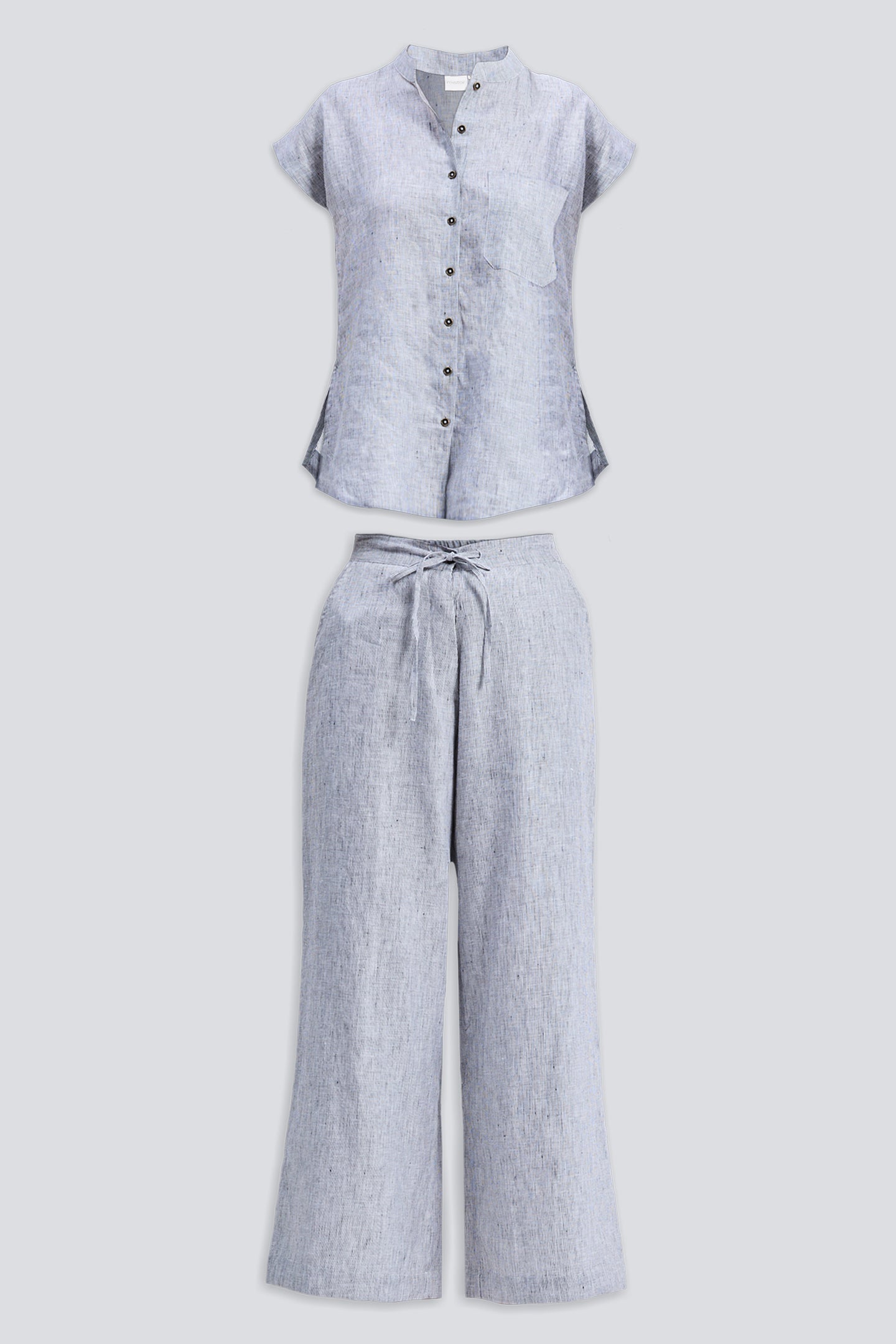 Relaxed-fit Shirt Set in Linen Stripes