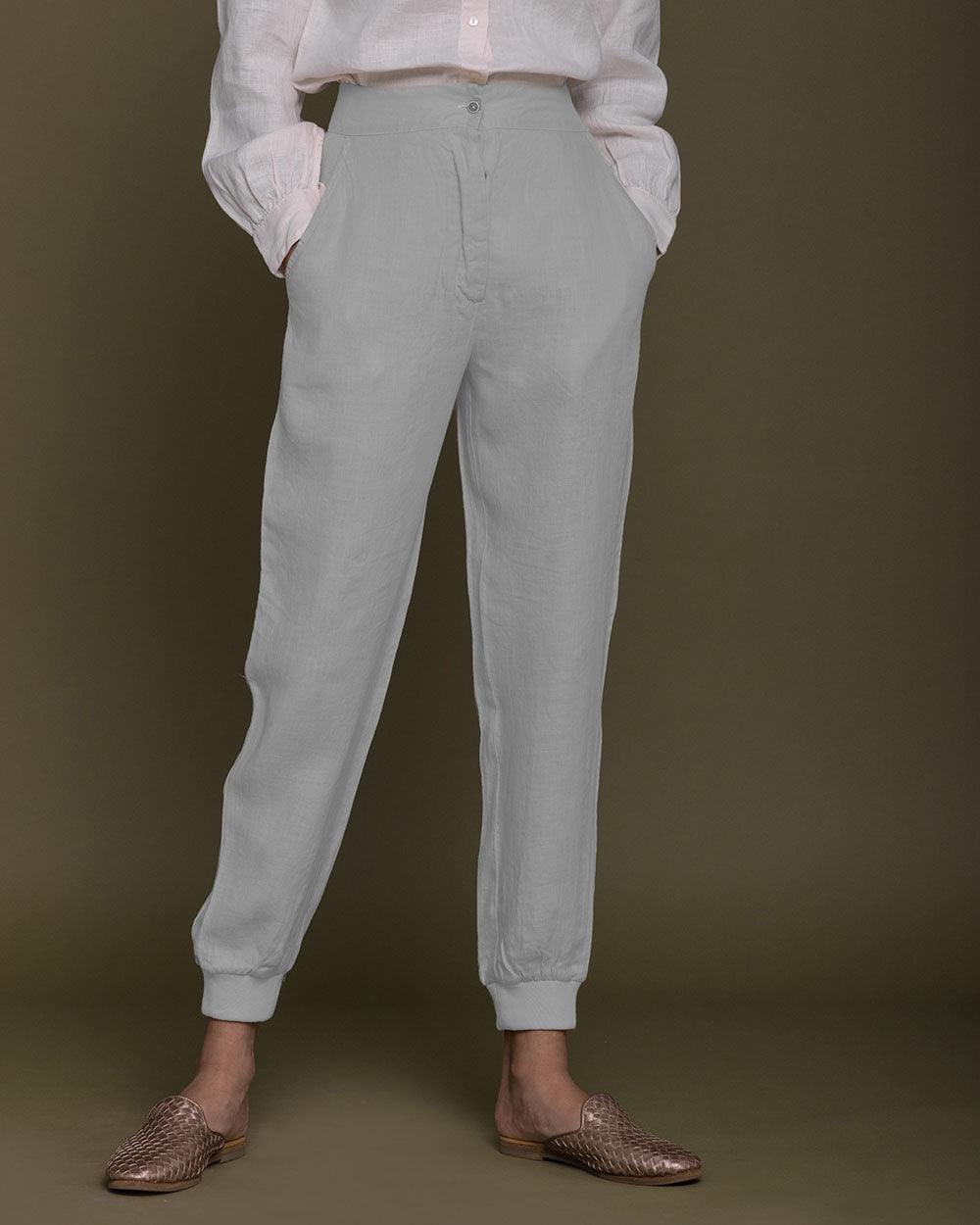 grey hemp joggers perfect for a summer evening 
