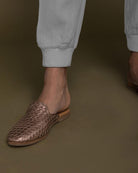 Detailed view of Reistor The Summer Sweats highlighting elastic ankle cuffs, soft natural fabric and comfortable tailoring for all-day movement and style. 