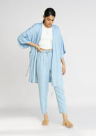 Women's Reistor Wrapped in Happiness Overlay in Ocean Blue crafted from breathable lightweight fabric with a relaxed silhouette and versatile everyday layering.